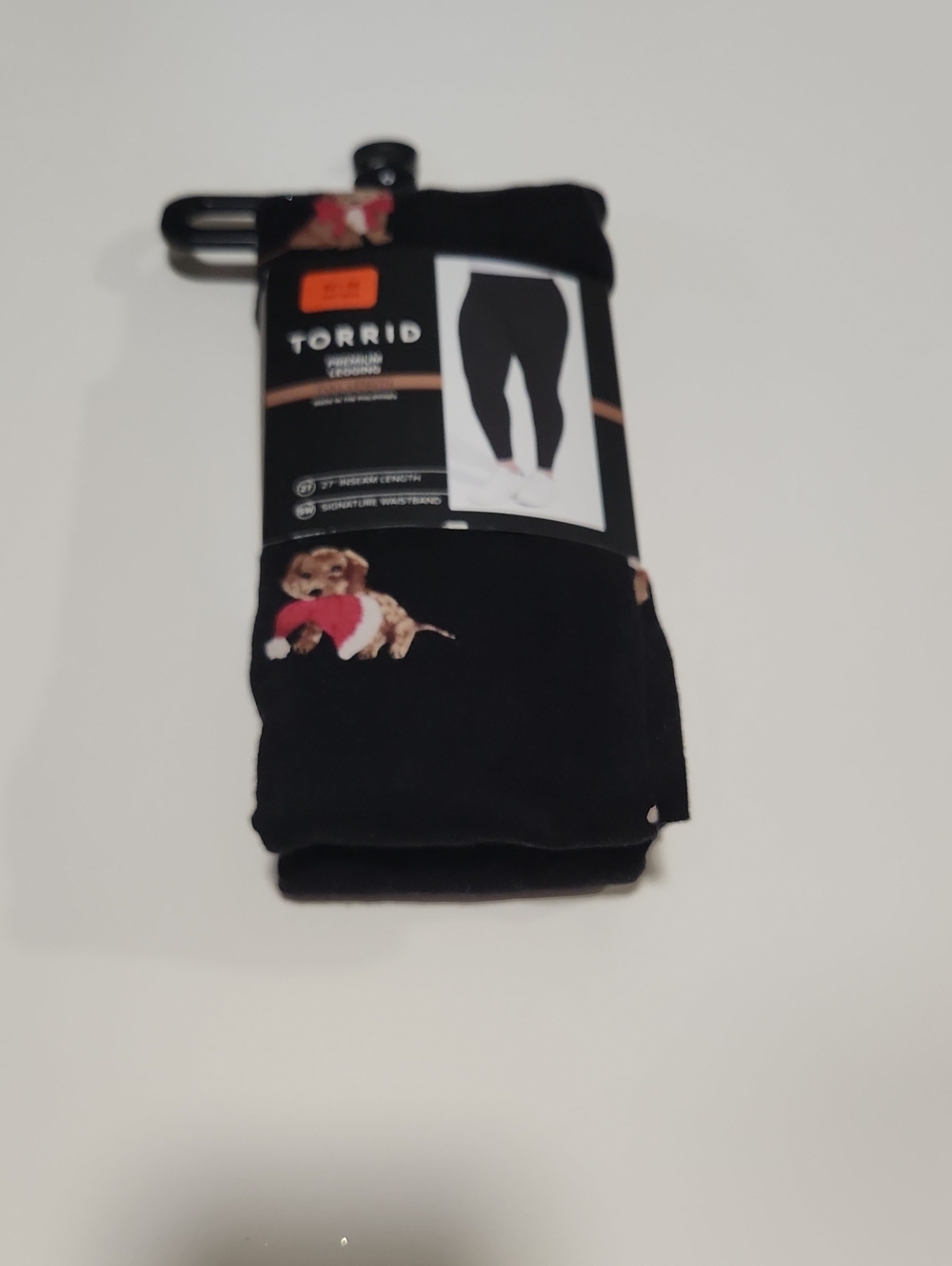 Torrid Black Leggings with Puppies Wearing Santa Hat Print Large Torrid Size 0